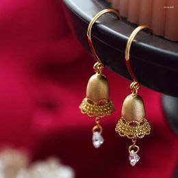 Dangle Earrings Product Fantasy White Crystal Pendant Small Bell For Women Exquisite Lace Edge Frosted Feeling Luxury Jewelry