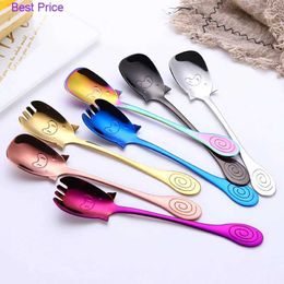 Cups Dishes Utensils 50 pieces of 304 stainless steel childrens tablet computer cute little pig creative cartoon anti scalp spoon household spoon fork twopiece