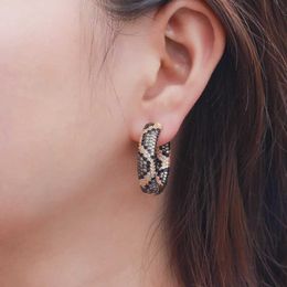Earrings Three Graces Popular Full Cubic Leopard Snake Round Circle Hoop Earrings Ear Rings For Ladies Fashion Jewellery 230831