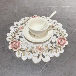 Table Mats Rose Flower Desk Mat Coffee Cup Heat Insulation For Tea Milk Mug Home Decors Office Organizer