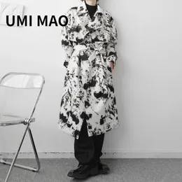 Women's Trench Coats UMI MAO Coat Men Women Dark Korean Design Sense Ink Splash Double Breasted Loose Windbreaker Medium Length