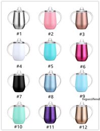 New 10oz Stainless Steel Insulated Sippy Cups With Double Handle 12 colors Double Wall Vacuum Tumbler Wine Coffee Beer Mugs in sto8373502