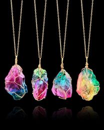 10Pclot New Natural Crystal Quartz Healing Point Chakra Bead Gemstone Necklace Pendant original natural stonestyle Pendant Neckl359652787