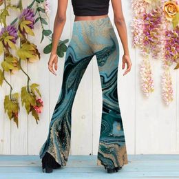 Women's Pants Women 2024 Printing Ladies Plus Size Summer Autumn Length Full Flare Leg High Waist Trouser Wide For