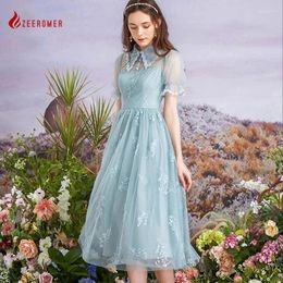 Party Dresses 2024 French Elegant Light Luxury Mesh Sequin Embroidered Dress Women Summer Fashion Lapel Sweet Lace Princess Midi