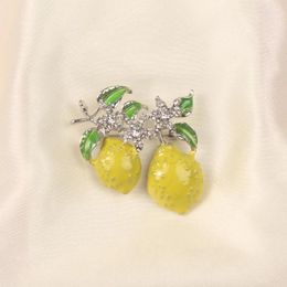 Brooches Cute And Elegant Korean Version Drip Oil Lemon Breast Needle Enamel Plant Fruit Emblem Men/Women's Clothing Accessories