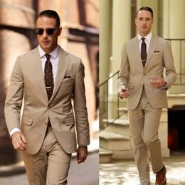 Mens Quality Brown Light Classy Tuxedos High Wedding Suits Two Pieces Groom Wear Cheap Formal Suit Jacket And Pants