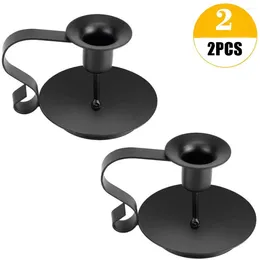 Candle Holders Iron European Style Candlestick Stand Holder Vintage Retro Classic Look Taper Matte Black For Wedding Party Decor