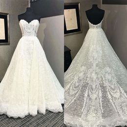 Mat Junoesque Slegisel Elbise Saten Straplez Düğün İmparatorluğu Tren Aplikleri Dantelli Artı Boyut Gelin Elbise Özel Yapımı Vestidos De Novia