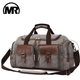 Bags MARKROYAL Canvas Leather Men Travel Bag European Style Travel Bags Handbag High Capacity Shoulder Bag Travel Crossbody Baggage