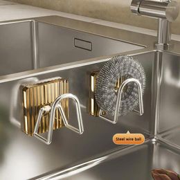 Kitchen Storage Sponge Drain Holder No Punching Stainless Steel Sink Wall Rack Multifunctional Home Holders