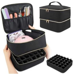 Storage Boxes Bins Nail polish Organiser nail carrying case portable holder 30 bottles and lamp storage box Q240506