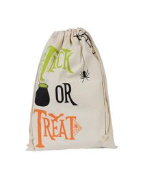 Halloween Gift Bags 34cm42cm Christmas Holloween Canvas trick or treat Pumpkin Spider Drawstring Gift Christmas stocking Bags Fre6045034