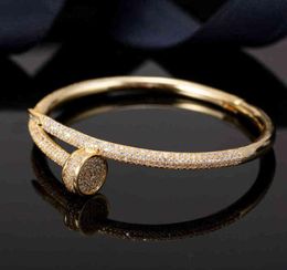 Charm Bracelets Full Diamond Bracelets Jewellery For Gift 165cm Cuff Bracelet Gold Plated Love Bangle without box link27990051