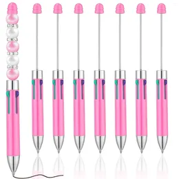 8Pcs Macaron Pink Four Colour Refills Beaded Pen DIY Creative Beadable Ball Valentine Teacher Wedding Gift
