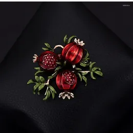 Brooches Vintage Fruit Brooch Women Pomegranate Flower Enamel Pin Suit Cardigan Coat Corsage Badge Clothing Accessories Jewellery Gifts