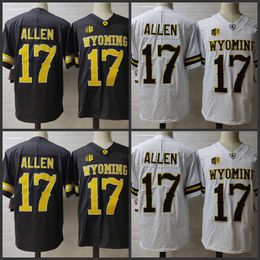 Custom Wyoming Football Jersey NCAA College 17 Josh Allen Black and White Size S-3XL Adult Youth All Stitched Embroidery,Custom Any Name Message Us