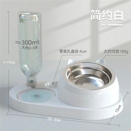 Pet Cat Bowl Automatic Feeder Water Dispenser Dog Cat Food Bowl with Drinking Raised Stand Double Dish Bowls for Cats Dogs Pet y240429