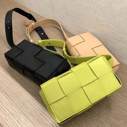 Shoulder Bags 2024 Tofu Small Square Bag Leather Trend Mini Woven Women's Cowhide Single Crossbody Waist Chest