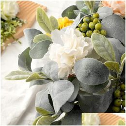 Decorative Flowers Wreaths 15 Pcs Artificial Flocked Lambs Ear Greenery Stem Faux Branches Picks Rustic Drop Delivery Home Garden Fest Dhb6Q