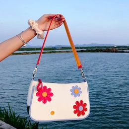 Shoulder Bags Fashion Design Women Canvas Underarm Bag Simple Flower Ladies Clutch Purse Handbags Female Small Portable Girls