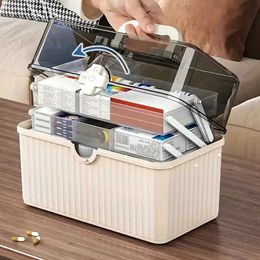 Storage Boxes Bins 1 large capacity medical storage box multi-layer dustproof portable organizer first aid kit Q240506