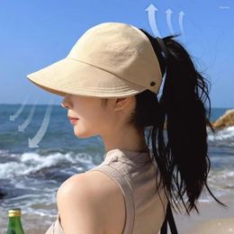 Berets Women Sun Hat With Opening Breathable Uv Protection Wide Brim For Gardening Travel Lightweight Mesh Hollow Top