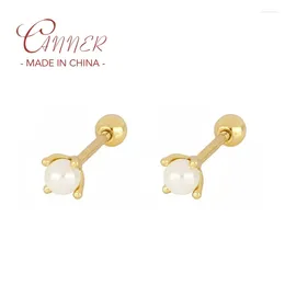 Stud Earrings CANNER Exquisite Pendientes Plata 925 Piercing For Women Sterling Silver Pearl Earring Korean INS Jewellery Gift