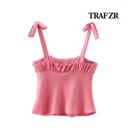 Women's Tanks ZR Corset Top Cami Summer Casual High Off Shoulder Tops Shirts Sleeveless Shirt Woman Cropped Y2k Sexy Women Camis