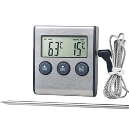 Gauges Meat Thermograph LCD Digital BBQ Thermometer meat probe Temperature sensor Grill Timer digital food timer Cooking roasting probe