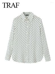 Women's Blouses Woman Casual Polka Dot Print Single-Breasted Lapel Long Sleeves Top Wild Chic Elegant Loose Female Shirt