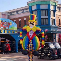 wholesale 3.5m 11.5ft Rainbow Giant Inflatable Clown Costume Adults Joker Puppet Super Circus Props For Adults Carnival Parade Decoration