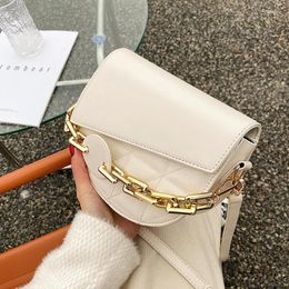 Shoulder Bags Luxury Chain Design Saddle Crossbody For Women 2024 Fashion Pu Leather Bag Trend Female Wild Handbags And Purses