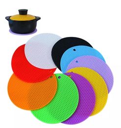 Multifunctional Round Alveolate Nonslip Heat Resistant Mat Coaster Cushion Place Mat Pot Holder Table Silicone Pad Dura T0607G081589313