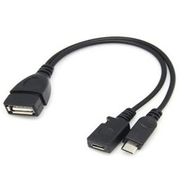 NEW 1pc 2 In 1 OTG Micro USB Host Power Y Splitter USB Adapter To Micro 5 Pin Male Female Cable