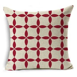 Cushion/Decorative Red and White Geometry Cushion Cover 45x45cm Linen Decorative Cover Sofa Bed Case