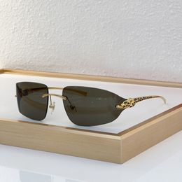 Rimless Wrap Sunglasses Gold Grey Men Designer Glasses Women Summer Shades Sunnies Lunettes de Soleil UV400 Eyewear