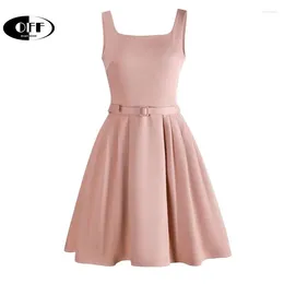 Casual Dresses OFF Summer Tank A-line For Women Sweer Pink Black Celebrity Daily Basic Solid Party Evening Elegant Lady Dress Girl