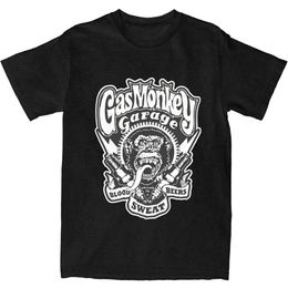 Men's T-Shirts Mens Natural Gas Monkey Garage T-shirt Interesting Animal Pure Cotton T-shirt Summer Retro Short sleeved T-shirt Novelty Customised T-shirtL2405