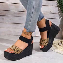 Europe and the United States foreign trade large style elastic fish mouth sandals platform casual 240419
