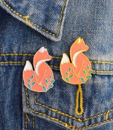 Korean Cute Fox Desgin Brooches Alloy Enamel Oil Drop Animal Pins For Unisex Children Collar Backpack Badge Fashion Ornaments Acce6942670