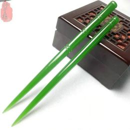 Sculptures China Jade Green Bamboo Hairpin Jade Hairpin Head Ornaments Girl Hair Accessorie