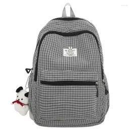 School Bags Cute Girls Plaid Backpack Women Large Capacity Simple For Teens Female Korean Harajuku Student Bookbag Ladies