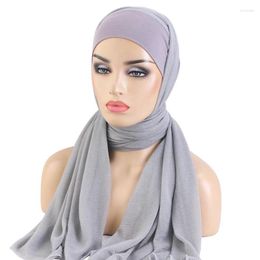 Ethnic Clothing Instant Hijabs With Cap Plain Jersey For Woman Veil Muslim Islamic Hijab Scarf Women's Headscarf 170x72cm