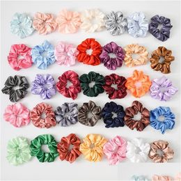 Hair Accessories Solid Scrunchies Ring Elastic Bands Pure Colour Bobble Sports Dance Soft Charming Drop Delivery Products Tools Dhhc7