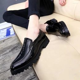 Dress Shoes Leather Men's Formal Wear Korean Style British Casual Boys Black Business