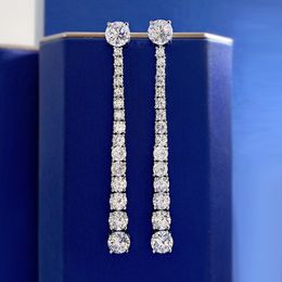 Tassels Moissanite Diamond Dangle Earring 100% Real 925 Sterling Silver Wedding Drop Earrings for Women Engagement Jewelry