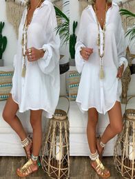 Loose Women Cover Ups Swimwear White Beach Dress Cotton Beach Kimono Coverups for Women Swimsuit Cover Up Beach Woman 2106241091857