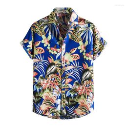 Men's Casual Shirts Hawaiian Lapel Collar Short Sleeves Button Down 3d Print Tropical Plants Blouse Summer Top Clothes