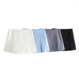 Women's Shorts Multi Colour Style Short Skirts For Women Spring Summer Silk Texture Side Decorative Fashion Sexy Slim Casual Pants